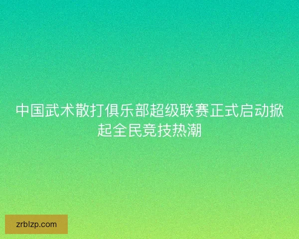中国武术散打俱乐部超级联赛正式启动掀起全民竞技热潮
