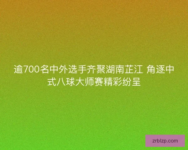 逾700名中外选手齐聚湖南芷江 角逐中式八球大师赛精彩纷呈
